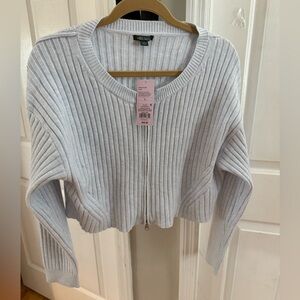 Wild Fable Light Blue Ribbed Knit Cropped Cardigan